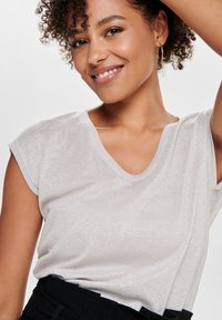 ONLY ONLSILVERY V NECK NOOS - T-shirt basic - sepia rose