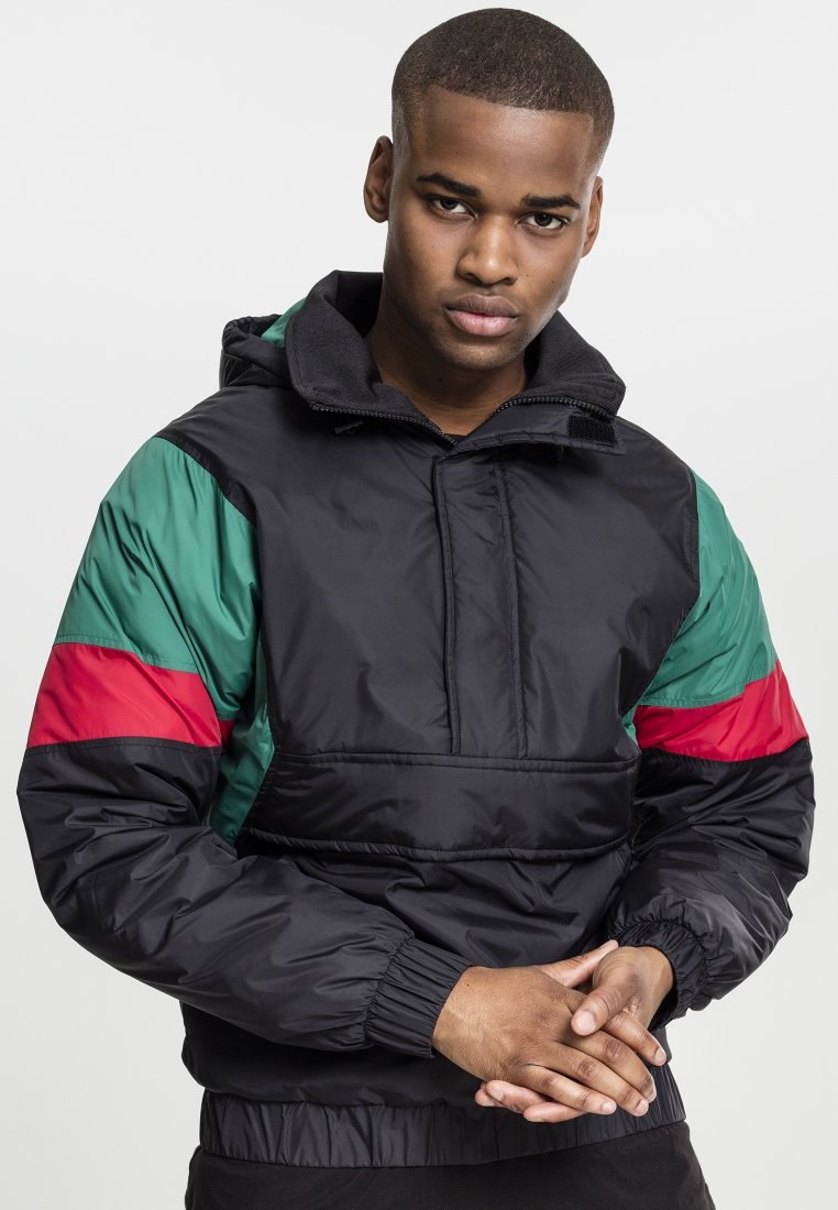 Urban Classics 3-TONE PULL OVER  - Overgangsjakke - black/green/fire red
