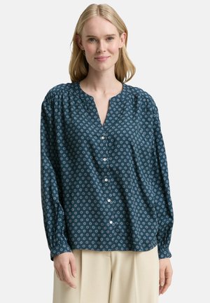 LOOSE FIT MIT MUSTER - Blouse - teal geometric minimal design