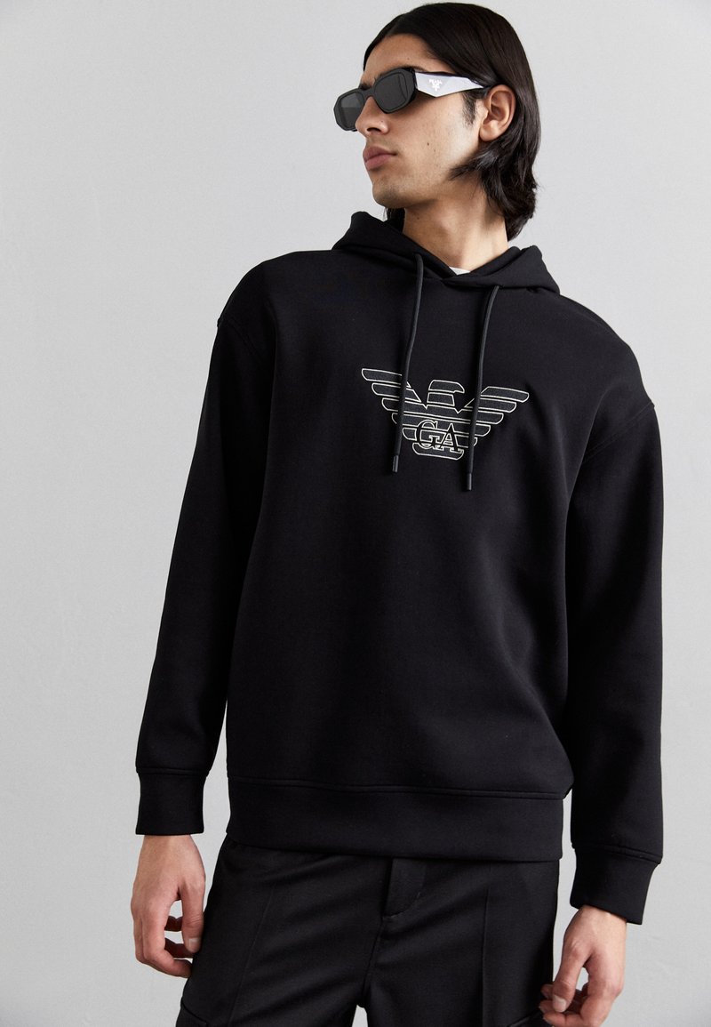Emporio Armani FELPA - Felpa con cappuccio - eagle black