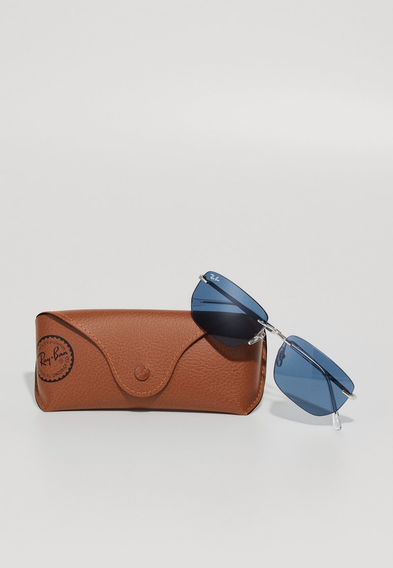 Ray-Ban Silver Sunglasses with Blue Lenses and Brown Case Amazon.com: Ray-Ban RB3025 Large Aviator Sunglasses Shiny  main image 2