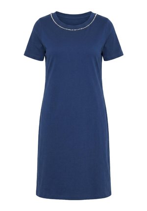 MIAMODA, JERSEYKLEID, A-LINIE, ZIERPERLEN, HALBARM - T-paitamekko - dark blue