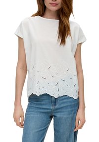 s.Oliver MIT STICKEREI - Print T-shirt - creme