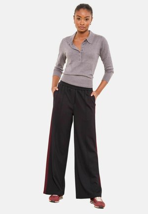 SIDE STRIPE  - Nohavice - black burgundy