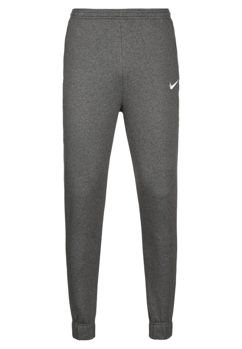 Pantalon de survêtement gris en tissu doux. Dispose d'une taille élastique et de poignets élastiques, avec un petit logo Nike blanc près de la hanche gauche.