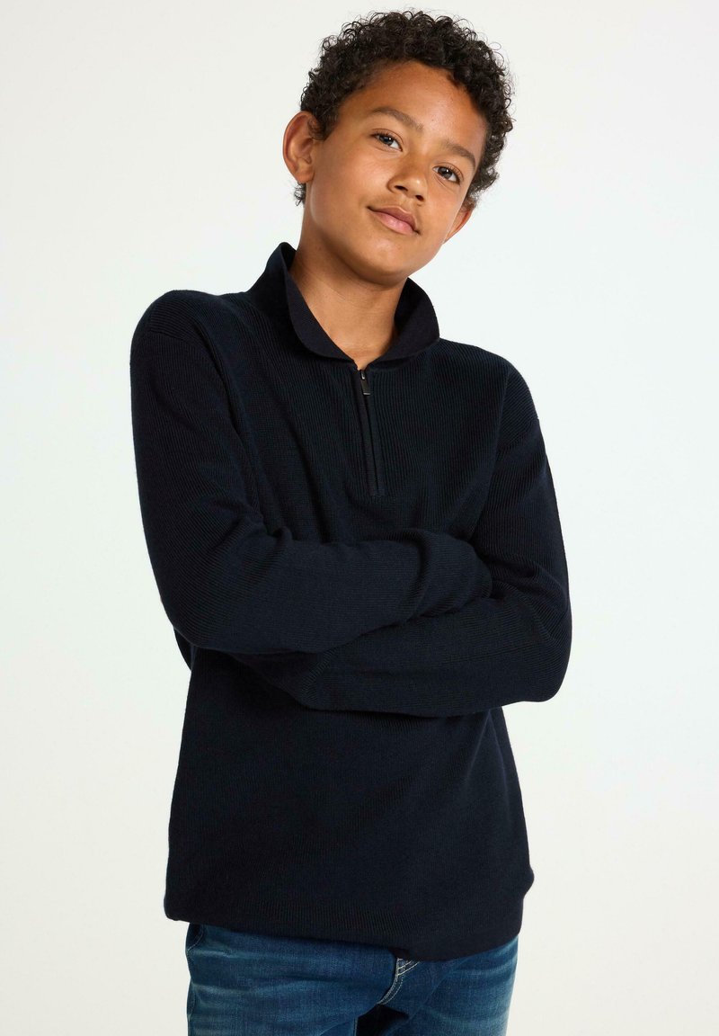 Lindex HALF-ZIP  - Stickad tröja - dark navy