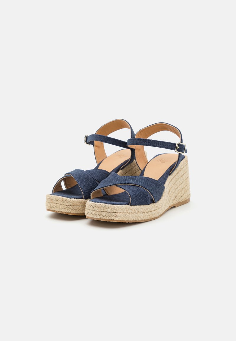 Espadrillas Castañer Chiara Con Zeppa 9cm - Tela Blu - Fatte In Italia - Stringate E Comode - Foto 3