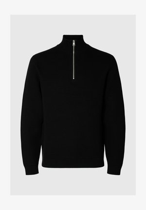 Selected, SLHDANE LS KNIT STRUCTURE HALF ZIP NOOS - Strickpullover - anthracite