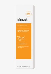 Murad Environmental Shield Superactive Feuchtigkeitscreme in einer weißen Verpackung mit einem orangen Abschnitt, enthält SPF 50 und stabilisiertes Vitamin C. 50 ml.
