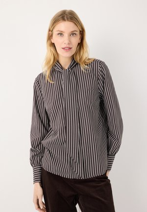 More & More, MORE & MORE KLASSISCHE STREIFENBLUSE, SCHLUPPE - Button-down blouse - espresso brown white woven blouse stripe