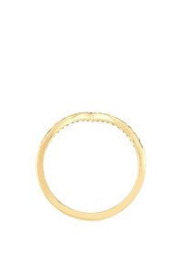 Goldring mit einer glatten, polierten Oberfläche und einem einfachen, abgerundeten Design. Verfügt über dezente Gravuren entlang des Rings.