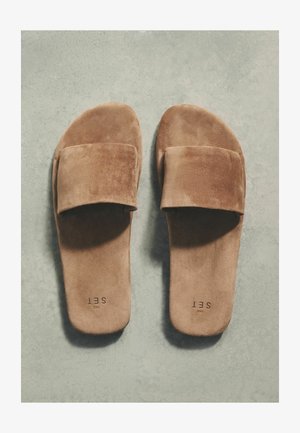 THE SET, REGULAR FIT - SLIP ON MULE CASUAL SANDALS . - Natikače - camel suede