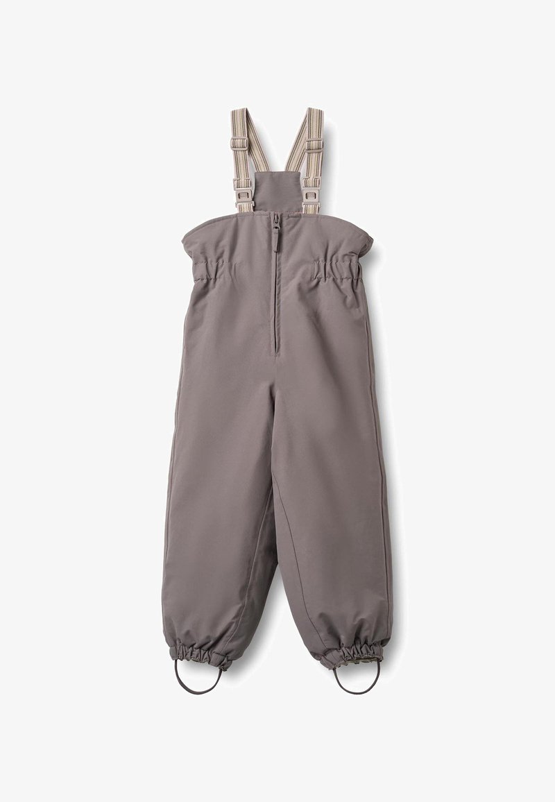 Pilki vandeniui atsparūs kombinezonai su užtrauktuku priekyje, elastingomis rankogaliais ir reguliuojamais dryžuotais petnešomis. Savybės: lygi tekstūra ir patvari medžiaga.