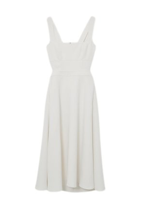 Reiss, REGULAR FIT - WAISTED CUT-OUT TWILL MIDI  - Jurk - ivory