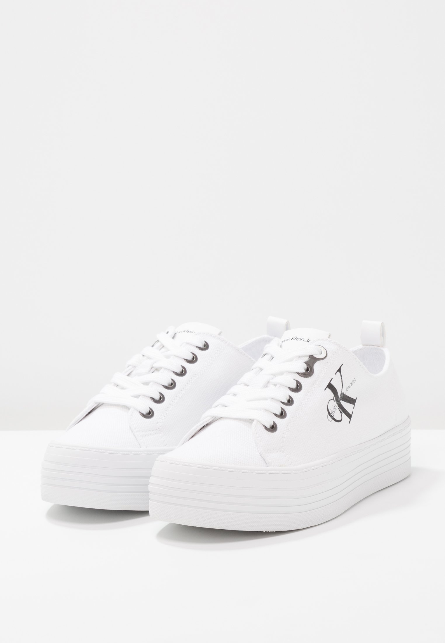calvin klein zolah flatform trainers white canvas