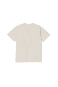 Beige short-sleeve crewneck t-shirt shown from the back with a simple, plain design and no visible logos or patterns.