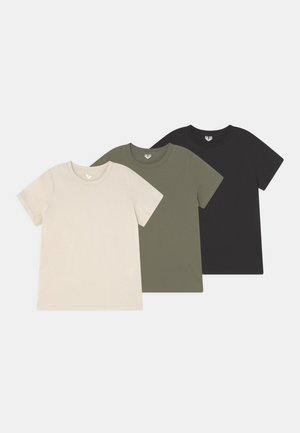 3 PACK UNISEX - T-shirt basic - beige/khaki/black