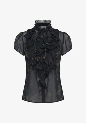 Saint Tropez, LILJASZ CRINKLE SHORT SLEEVE - Skjortebluser - black washed dandelions