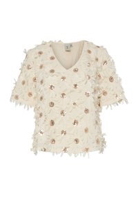 YAS YASABELONE V NECK - T-shirt print - beige