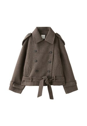 Stradivarius, CROPPED TRENCH JACKET - Veste légère - dark brown