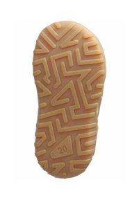 Semelle de chaussure en caoutchouc beige clair avec un motif en zigzag et un détail triangulaire marqué '20'. Surface texturée pour une meilleure adhérence.