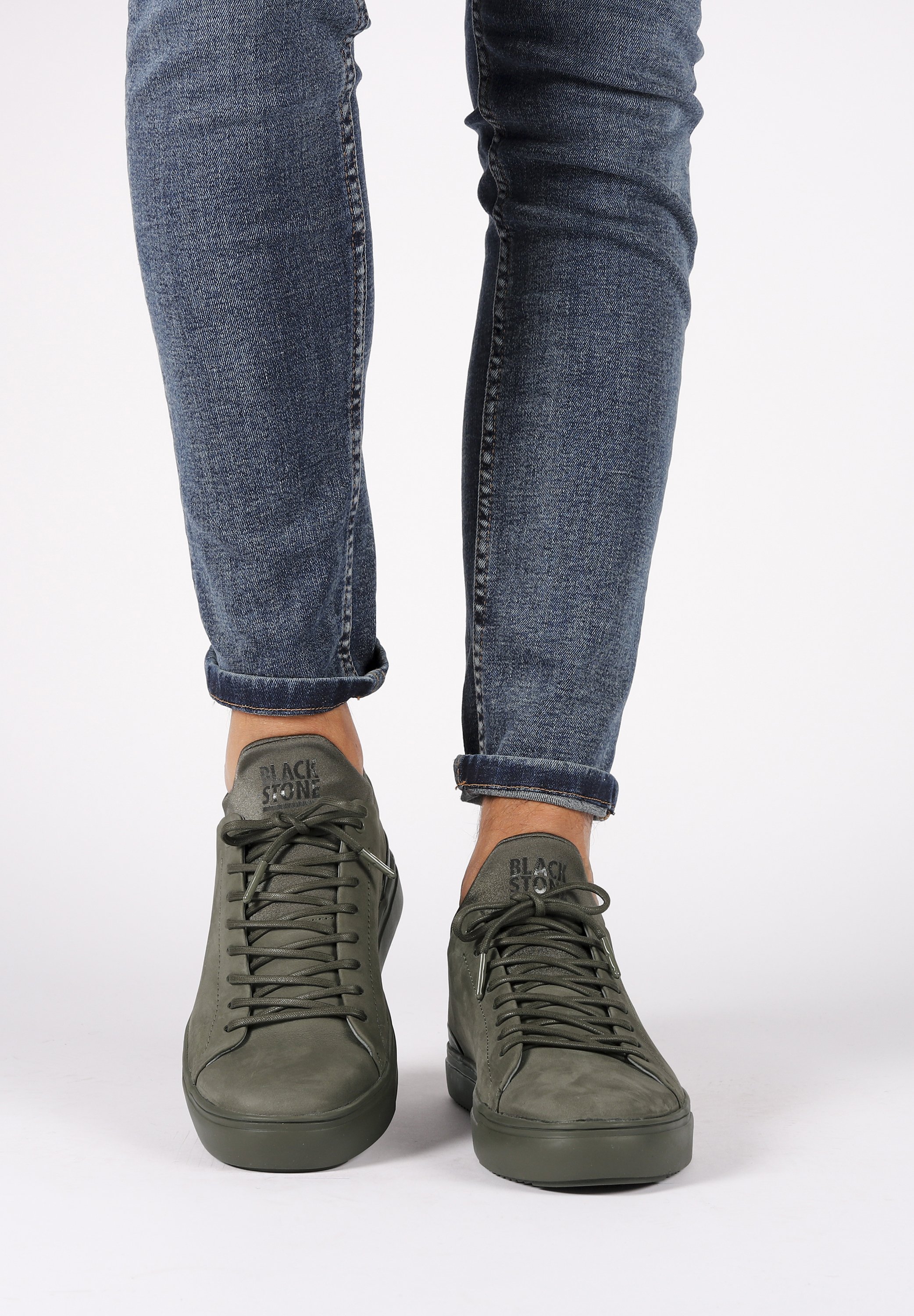 Blackstone Heren Sneakers Groen nub sok mid sneaker | Van den Assem