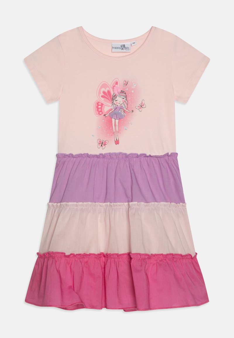happy girls FAIRY DRESS WITH MULTICOLOURED TIERED SKIRT - Žerzejové šaty - rose