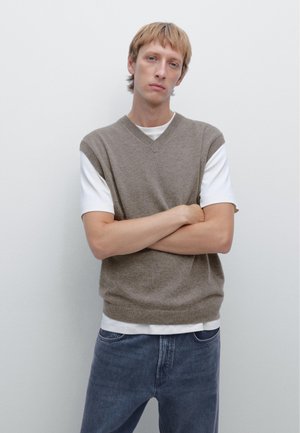 Massimo Dutti V-NECK  - Stickad tröja - khaki
