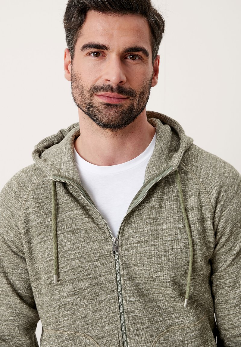 Herren Kapuzenpullover | s.Oliver Sweatjacke khaki oliv melange/dunkelgrün-meliert - HW40824 Herren Kapuzenpullover | s.Oliver Sweatjacke khaki oliv melange/dunkelgrün-meliert - HW40824