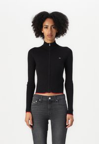 Tommy Jeans CABLE ZIP THRU CARDIGAN - Cardigan - black