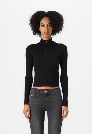 CABLE ZIP THRU CARDIGAN - Cardigan - black