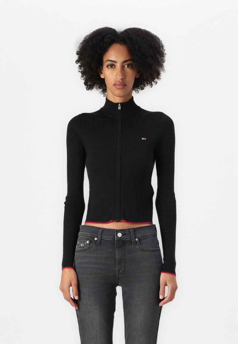 Tommy Jeans CABLE ZIP THRU CARDIGAN - Cardigan - black