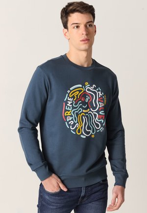 GRAFISCHES MIT RUNDHALSAUSSCHNITT - Sudadera - blau