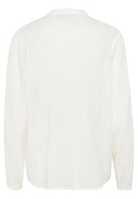 Witte langesleeve-shirt gemaakt van gestructureerde stof met geborduurde bloemmotieven en een kraag, met een relaxte pasvorm en een licht gebogen zoom.