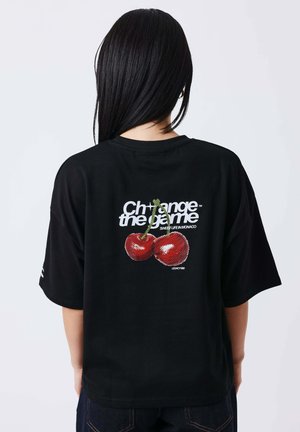 Project X Paris, TOP IMPRIMÉ CERISES - Camiseta estampada - noir