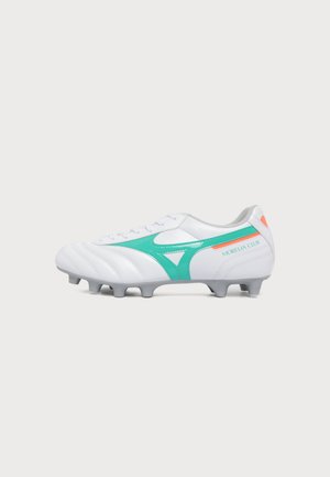 Mizuno, MORELIA II CLUB UNISEX - Футболни обувки за твърд терен - white/arcadia/lava orange