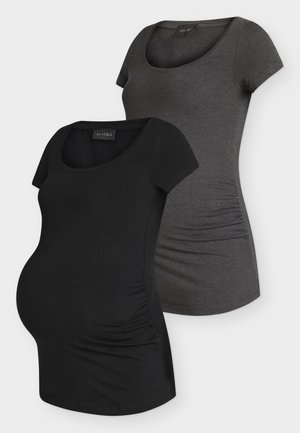 Anna Field MAMA 2 PACK - Pamata T-krekls - dark gray/black