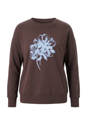 MIAMODA, SWEATSHIRT, LOOSE FIT, FLOWER WITH SEQUINS - Felpa - hazelnut brown
