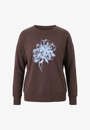 MIAMODA, SWEATSHIRT, LOOSE FIT, FLOWER WITH SEQUINS - Sweater - hazelnut brown