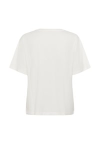 Hvid kortærmet t-shirt med rund halsudskæring og en afslappet pasform. Fremstillet af blødt stof med en glat tekstur, uden synlige mønstre eller detaljer.