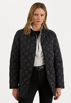 HOODED DIAMOND-QUILTED DOWN COAT - Pūkinis paltas - black