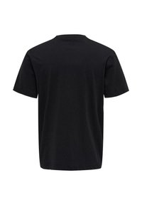 Black cotton T-shirt with short sleeves, crew neck, and a plain back, featuring soft texture and a relaxed fit.