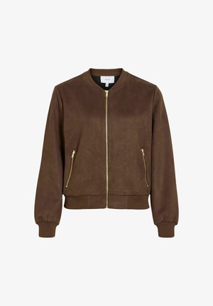 VILA, BOMBER JACKET VIHANSE ZIPPER - Sweat zippé - coffee bean