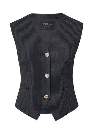 s.Oliver BLACK LABEL TAILLIERTE MIT FEINEN STREIFEN - Waistcoat - schwarz