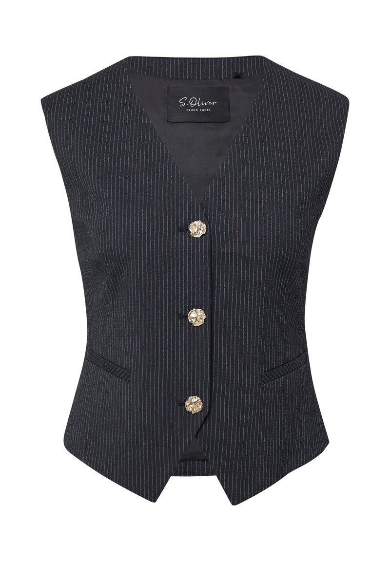 S.Oliver Damen Weste Nadelstreifen - Leicht Gefüttert Shaped Fit