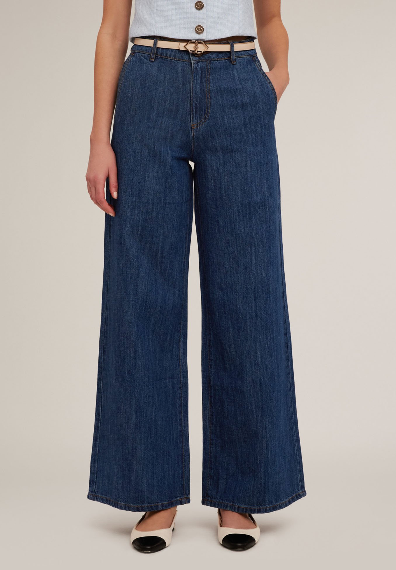 Motivi WIDE LEG MISTO Jeans a zampa blu