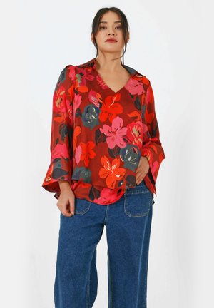 EN VOILE IMPRIMÉ FLORAL EN SUPERPOSITION - Blouse - fleurrouge