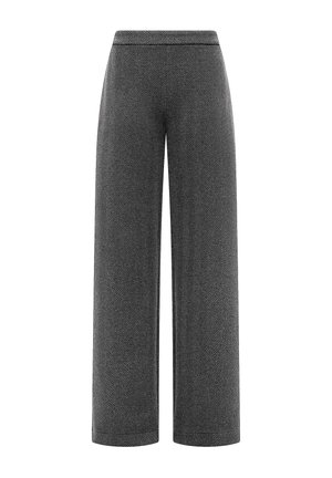 Deha, PALAZZO TROUSERS IN HERRINGBONE JACQUARD - TROUSERS - Bukser - grey