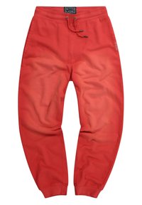 Rode joggingsbroek van een katoenmix, met een elastische tailleband met trekkoord, taps toelopende benen en zijzakken. Merkenlogo op de tailleband.