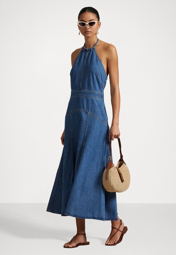 Denim Halter Dress - Maxi dress - pirra wash2